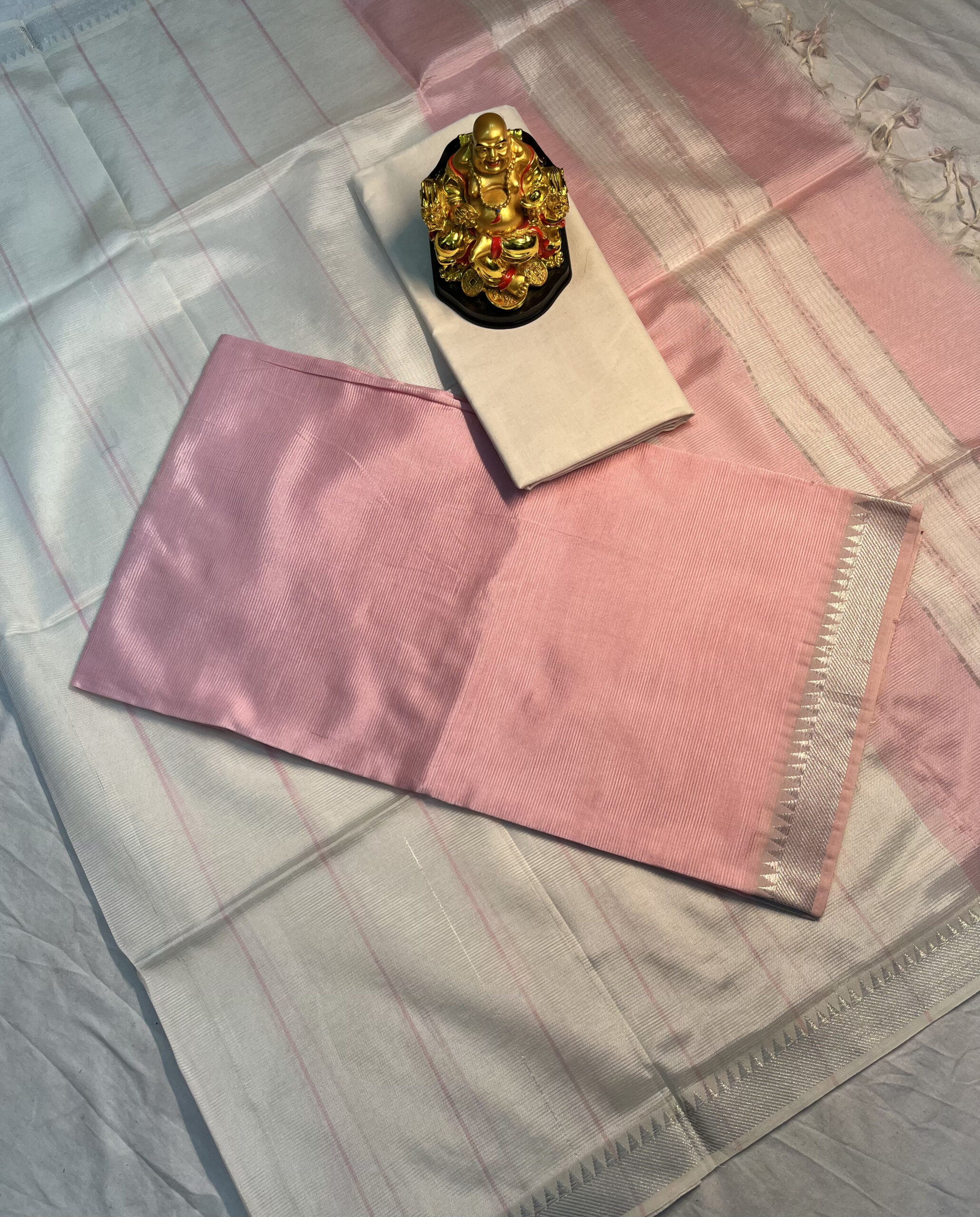Mangalagiri Pattu Dress Materials(Baby Pink)