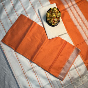 Mangalagiri Pattu Dress Materials(Light Orange)