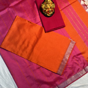 Mangalagiri Pattu Dress Materials(Orange)