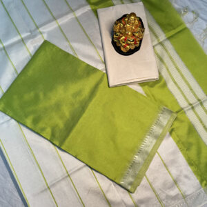 Mangalagiri Pattu Dress Materials(Parrot Green)