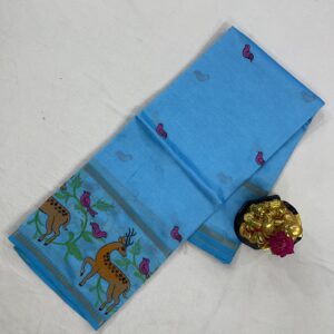 Mangalagiri Pattu Gap Border Embroidery Work Saree