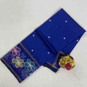 Mangalagiri Pattu Gap Border Embroidery Work Saree
