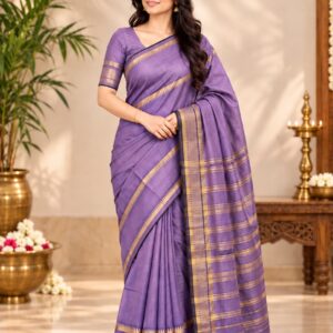 Mangalagiri Pattu Double Temple Plain Saree
