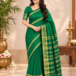 Mangalagiri Pattu Double Temple Plain Saree