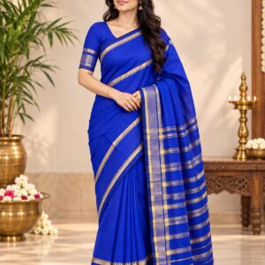 Mangalagiri Pattu Double Temple Plain Saree