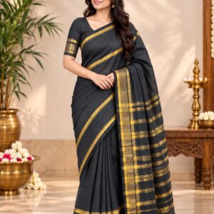 Mangalagiri Pattu Double Temple Plain Saree
