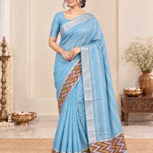 Mangalagiri Pattu Pochampalli Plain Saree