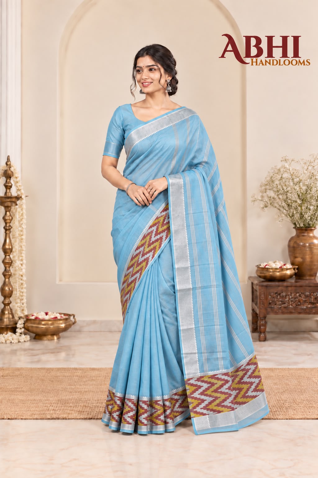 Mangalagiri Pattu Pochampalli Plain Saree